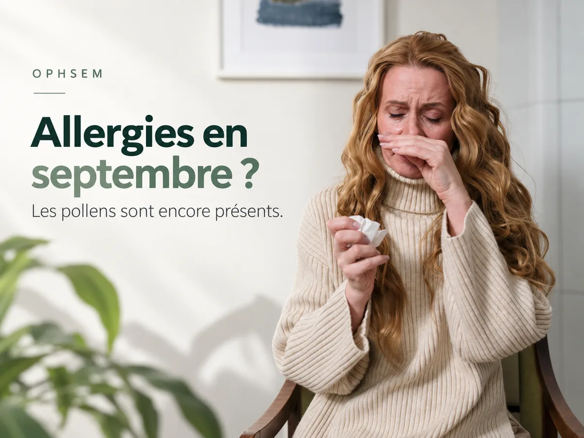 Femme présentant des symptômes d'allergie saisonnière en septembre